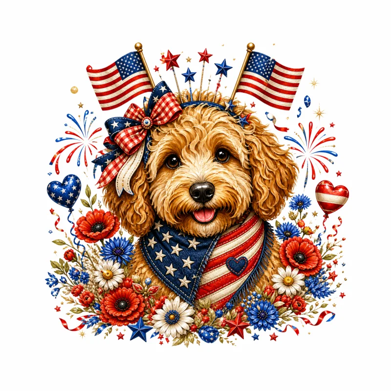 T-Shirt - Independence Day Doodle Dog — alternate view