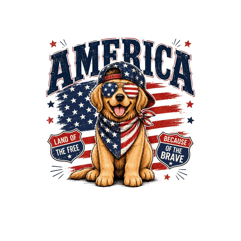 T-Shirt  - Dog - America - Because - of the brave — 3