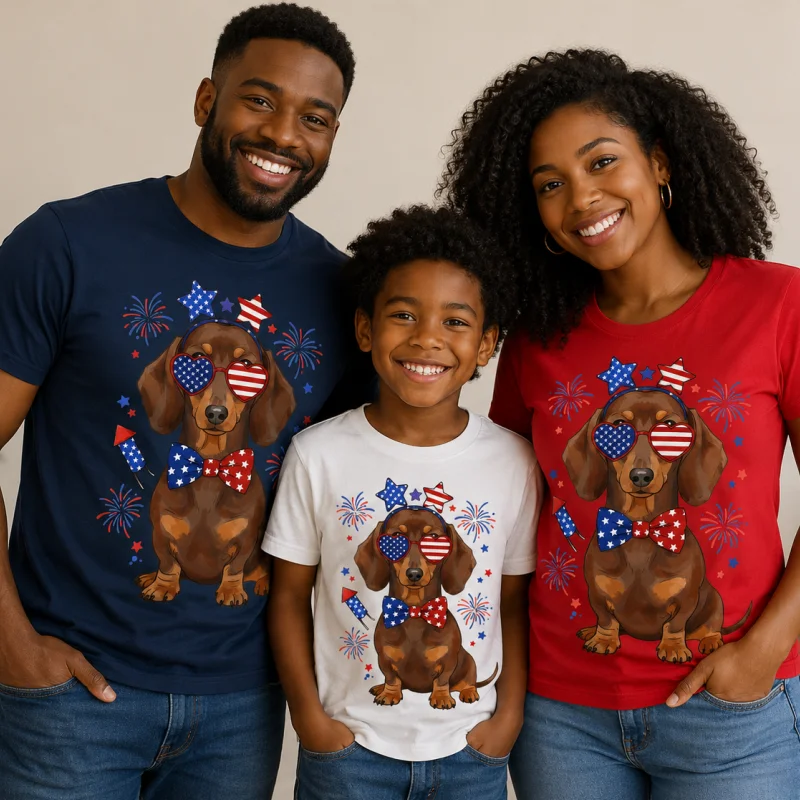 T-Shirt - Patriotic Doodle Dog Independence Day Tee