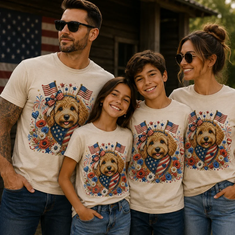 T-Shirt - Independence Day Doodle Dog