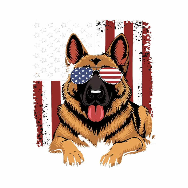 T-Shirt  - Patriotic German Shepherd Sunglasses Graphic Tee — alternate view