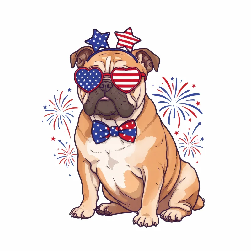T-Shirt - Stars and Fireworks Patriotic Doodle Dog Tee — 3